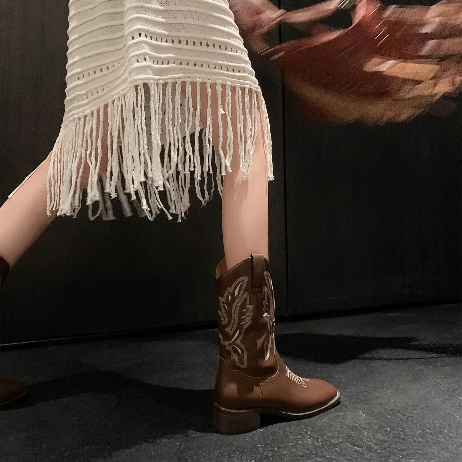Embroidered Leather Cowgirl Boots - Wandering Woman