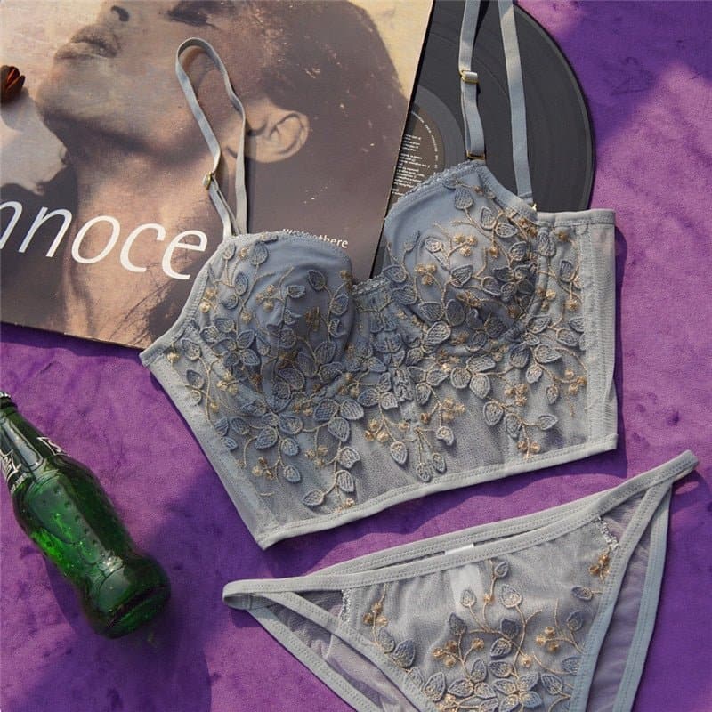 Embroidery Lace Bras and Panties Set - Wandering Woman