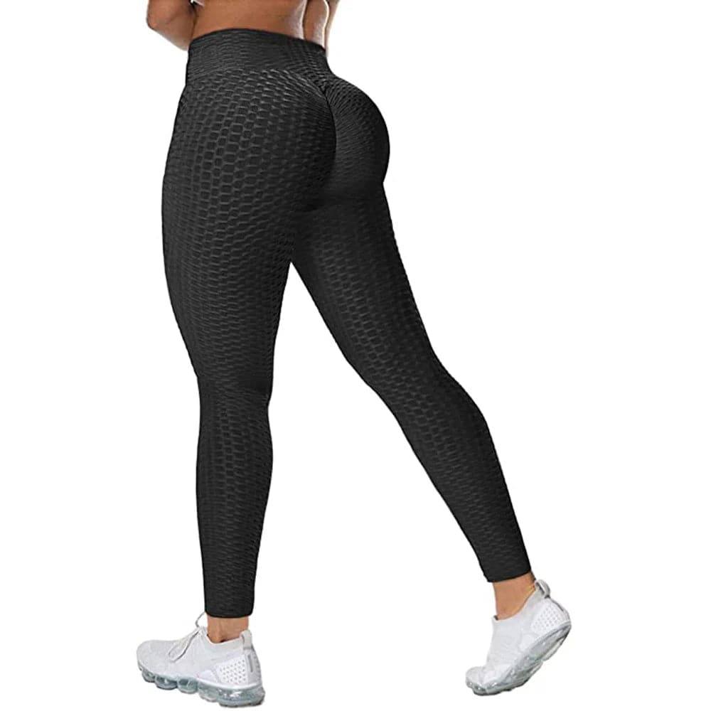 Fitness Yoga Scrunch Leggings - Breathable Moisture-Wicking Black Workout Pants - Wandering Woman