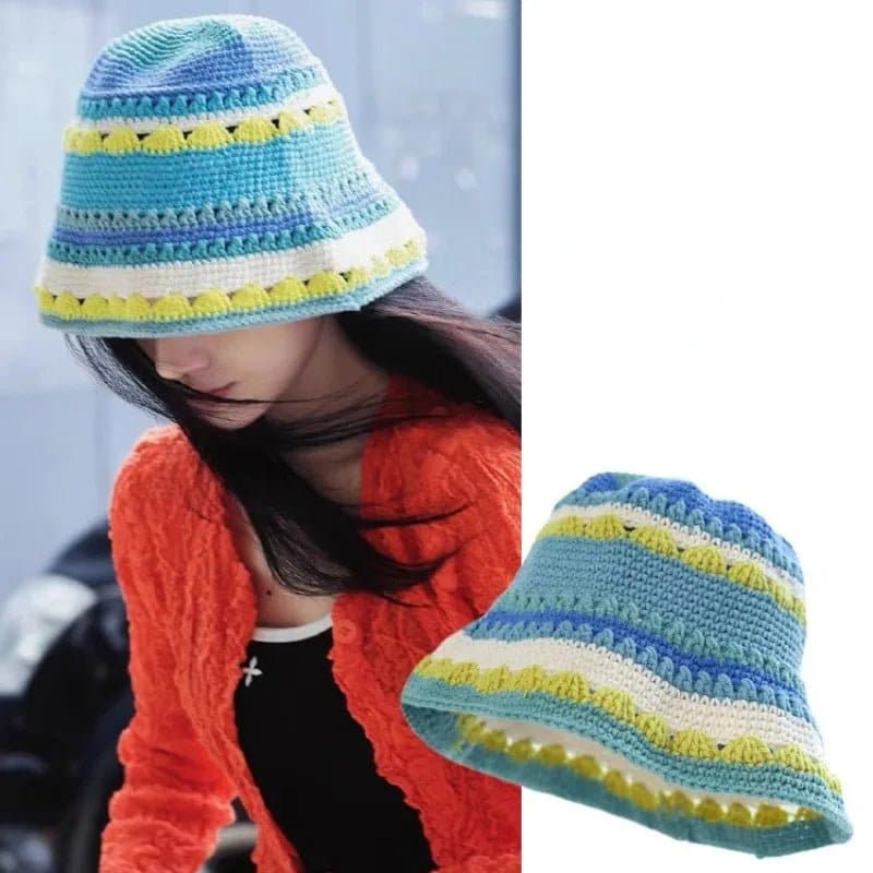 Floral Crochet Bucket Hat for Women - Sun Protection and Breathable Design - Wandering Woman