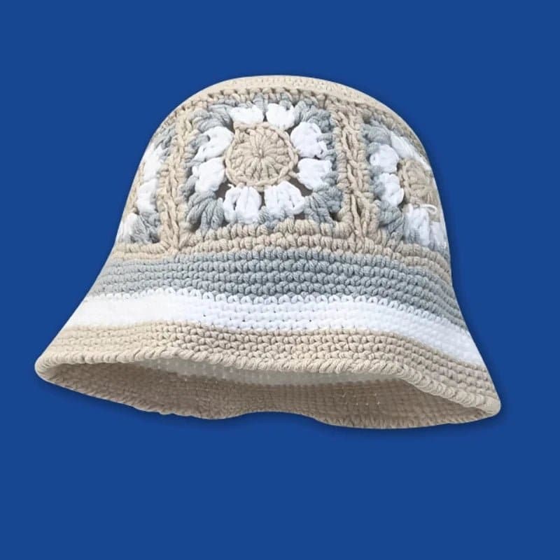 Floral Crochet Bucket Hat for Women - Sun Protection and Breathable Design - Wandering Woman