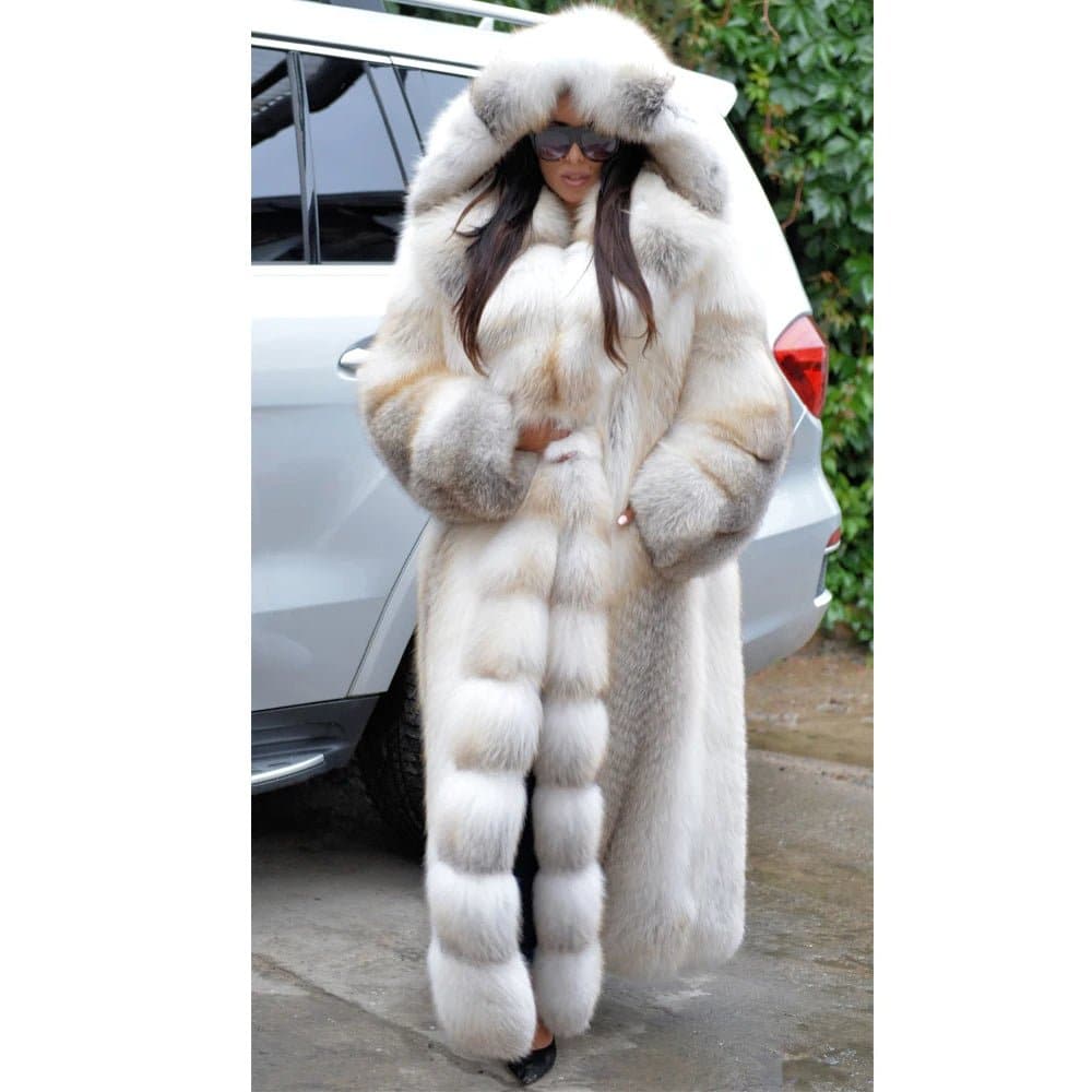 Fox Fur Coat With Hood - Wandering Woman