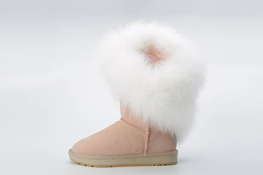 Fox Fur Leather Snow Boots - Wandering Woman
