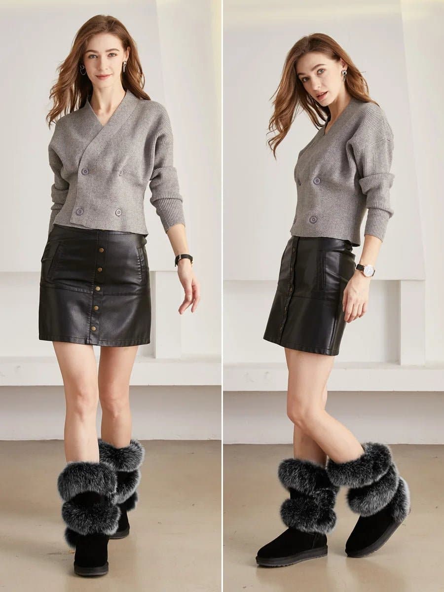 Fox Fur Sheepskin Snow Boots - Wandering Woman