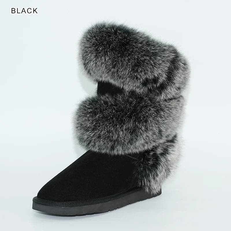 Fox Fur Sheepskin Snow Boots - Wandering Woman