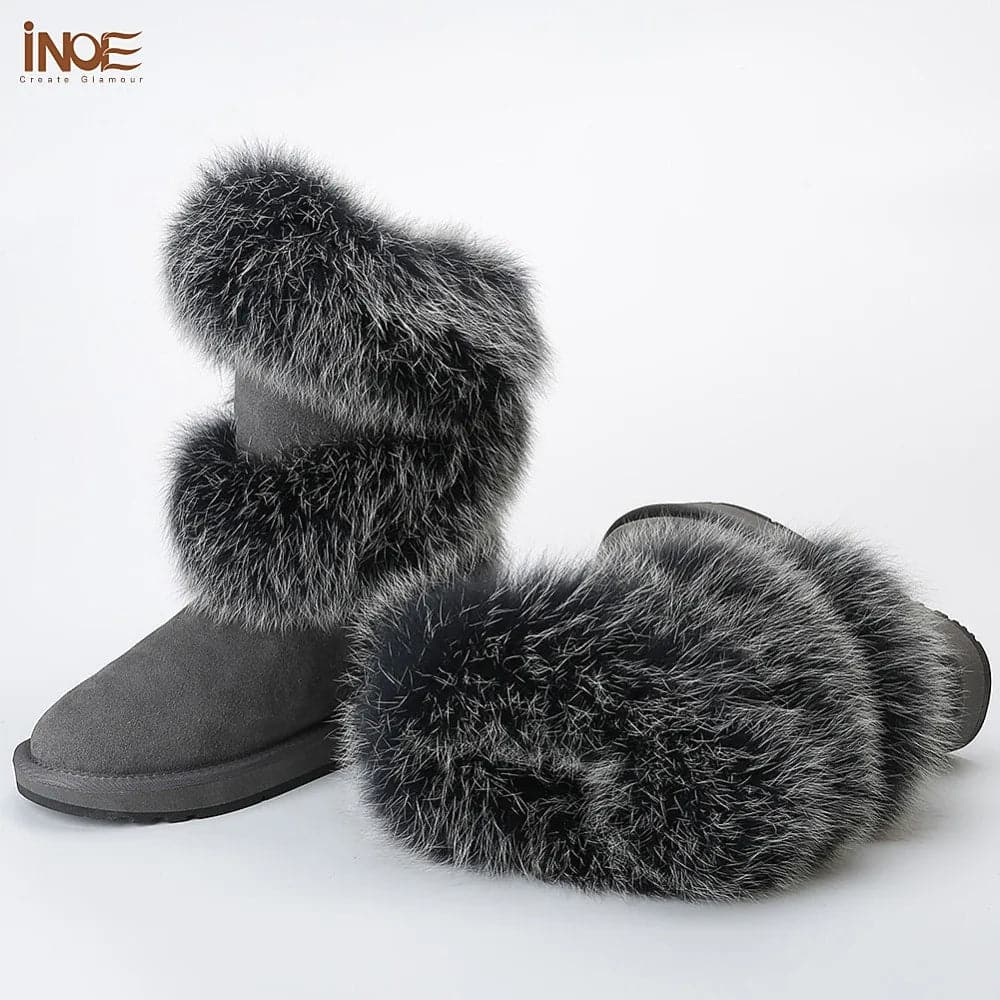 Fox Fur Sheepskin Snow Boots - Wandering Woman