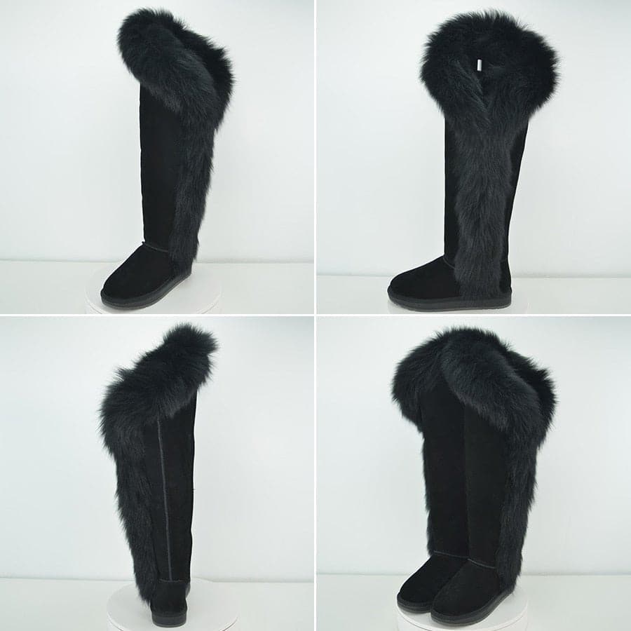 Fox Fur Winter Snow Boots - Wandering Woman