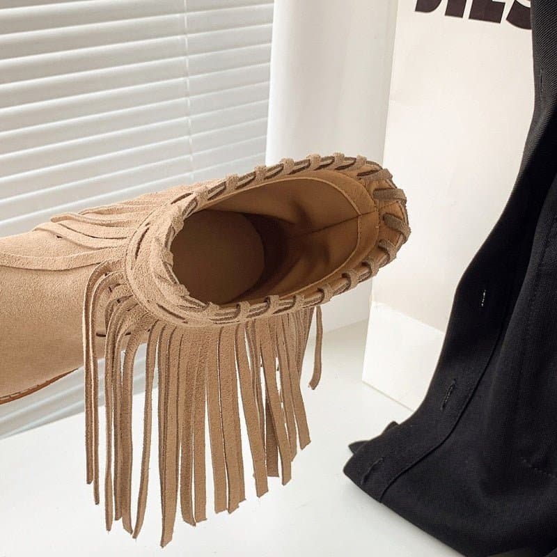 Fringe Leather Ankle Boots - Wandering Woman