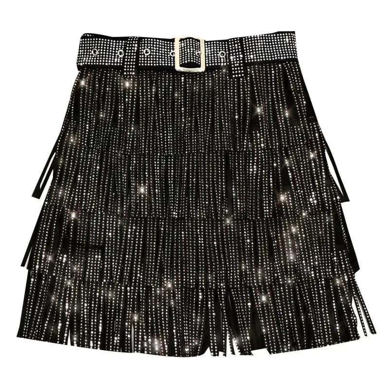 Fringed Skirts and Tops Delight A-Line Skirt: Trendy Multi-Layer Design - Wandering Woman