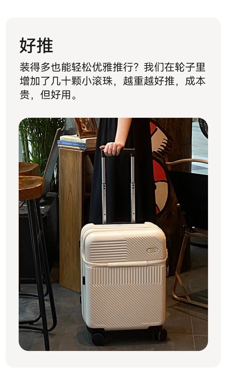 Front Open Suitcase - 55cm Height, Spinner Caster, 4.0kg Weight - kmikli 1685 - Wandering Woman