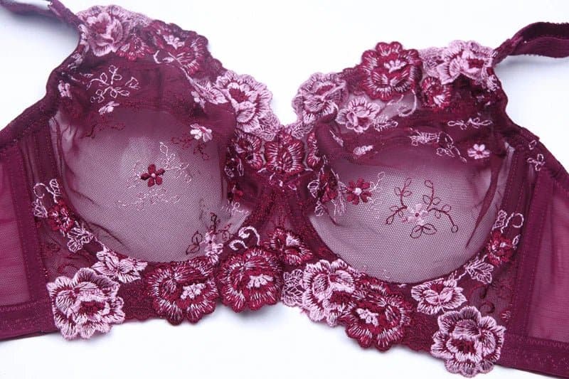 Full Coverage Floral Embroidery Bra H cup - Wandering Woman