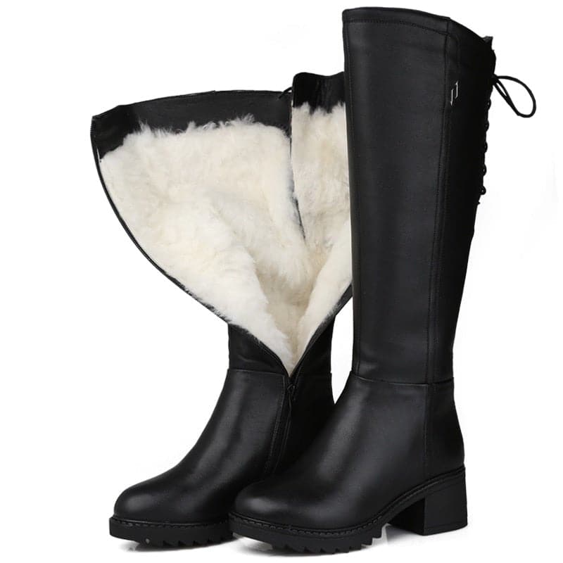 Genuine Leather Boots with Natural Wool Liner - Wandering Woman