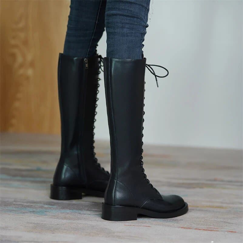 Genuine Leather Knee High Boots - Wandering Woman