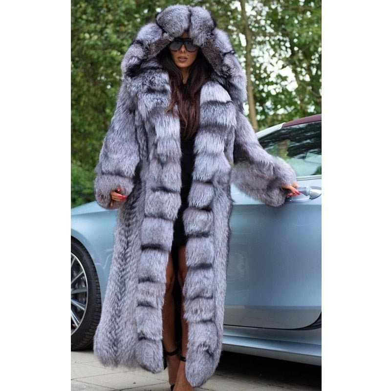 Genuine Silver Fox Fur Jacket - Wandering Woman