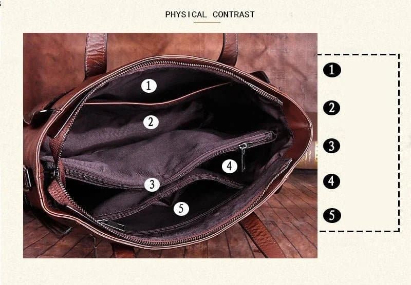 Handmade Embossed Tote Bag - Genuine Leather, Vintage Style, Landscape Pattern - Motaora H357 (Single Strap) - Wandering Woman