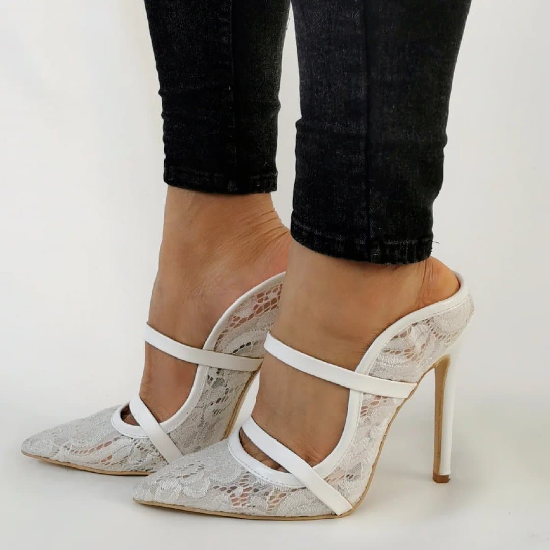 High Heels Pumps with Lace Upper Material & Super High Thin Heels - Wandering Woman