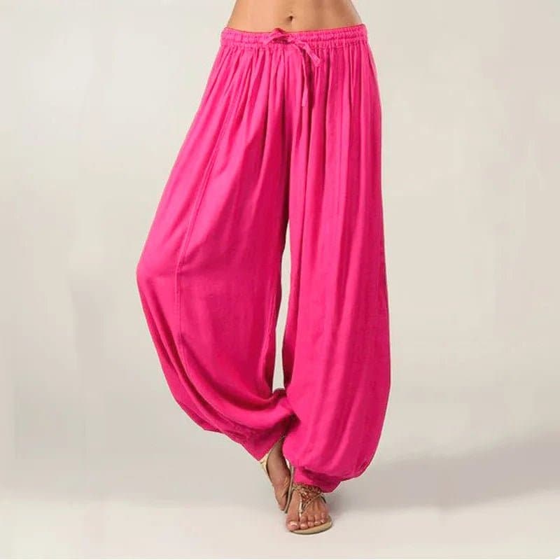 High Quality Genie Pants with Patchwork and Lace-up - Mid Waist, Solid, Loose Fit, Full Length - Wandering Woman