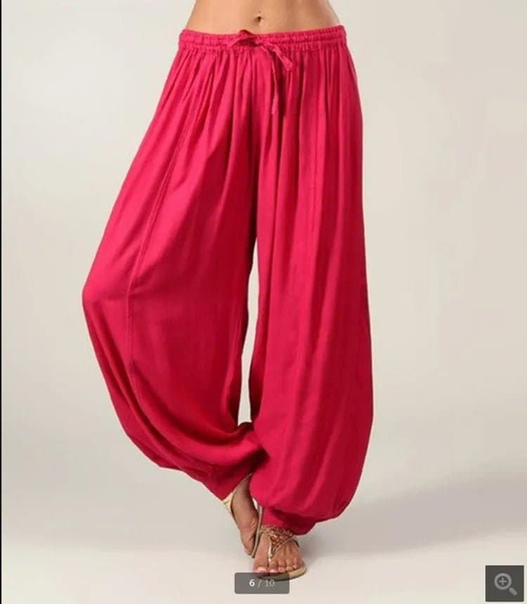 High Quality Genie Pants with Patchwork and Lace-up - Mid Waist, Solid, Loose Fit, Full Length - Wandering Woman