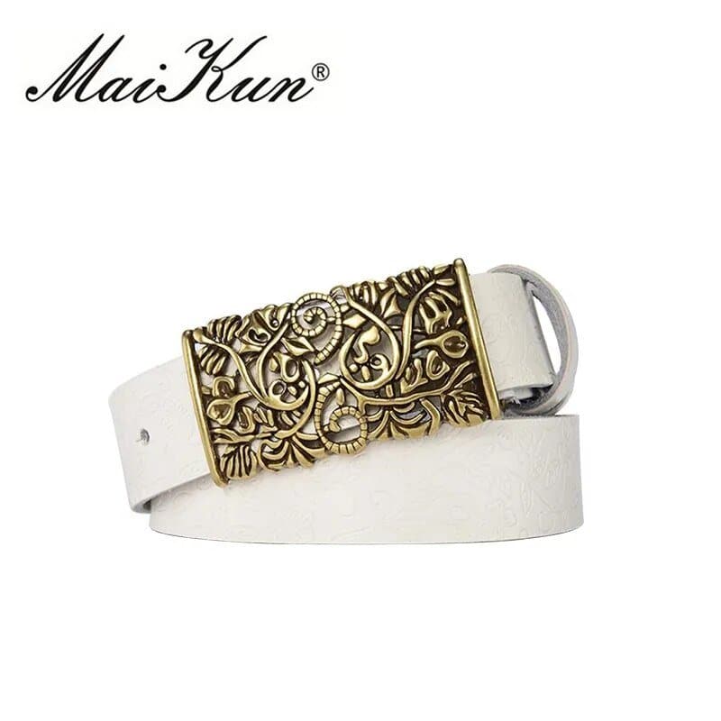 Hollow Out Metal Buckle Leather Belts - Wandering Woman