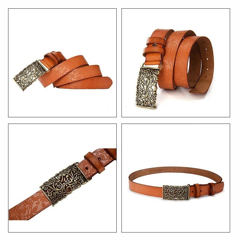 Hollow Out Metal Buckle Leather Belts - Wandering Woman