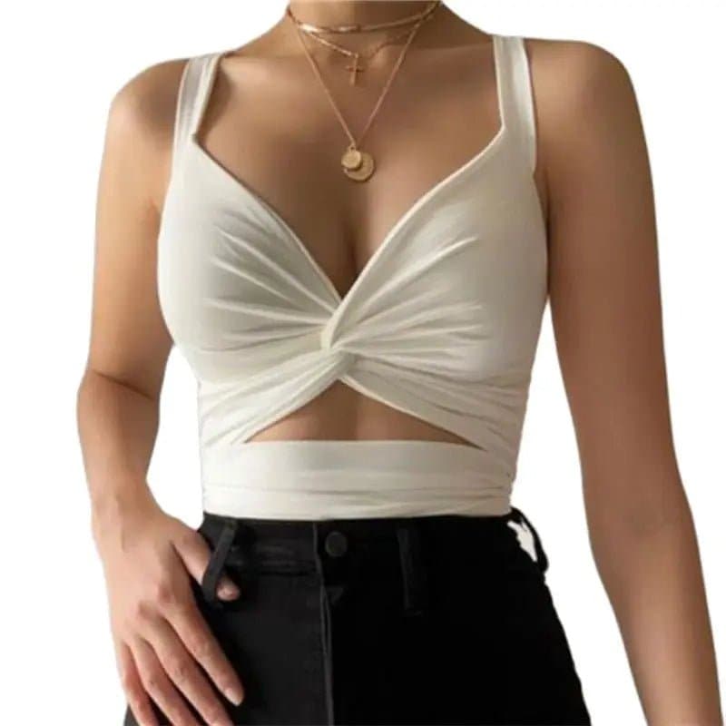 Hollow Out Short Crop Top - Sexy & Club Style, Silk Material - Wandering Woman