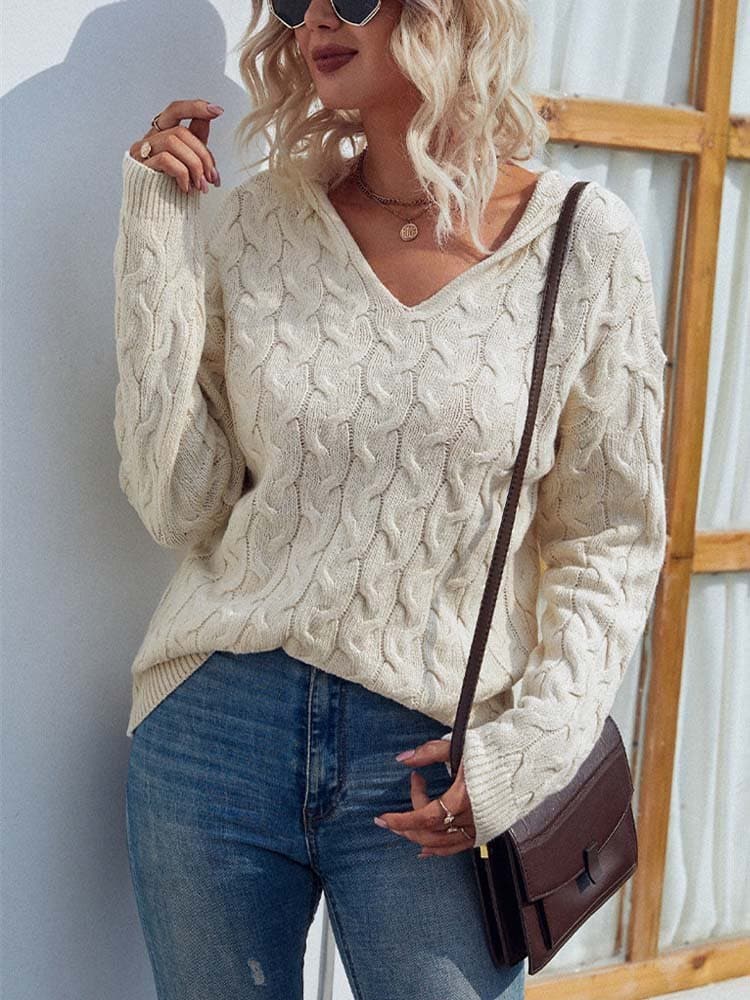 Hooded Knitted Sweater - Wandering Woman