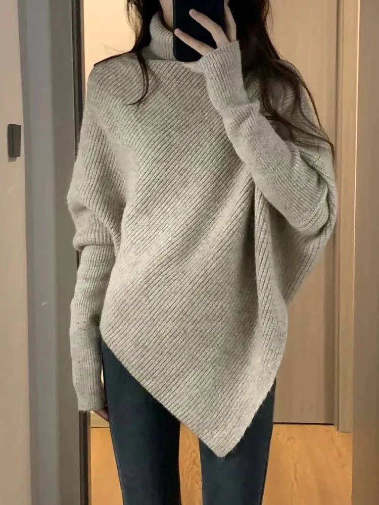 Irregular Turtleneck Sweater - Wandering Woman