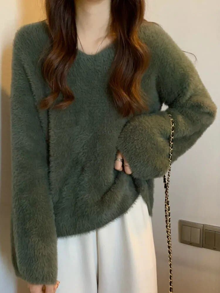 Knitted Loose Pullover Sweater - Wandering Woman