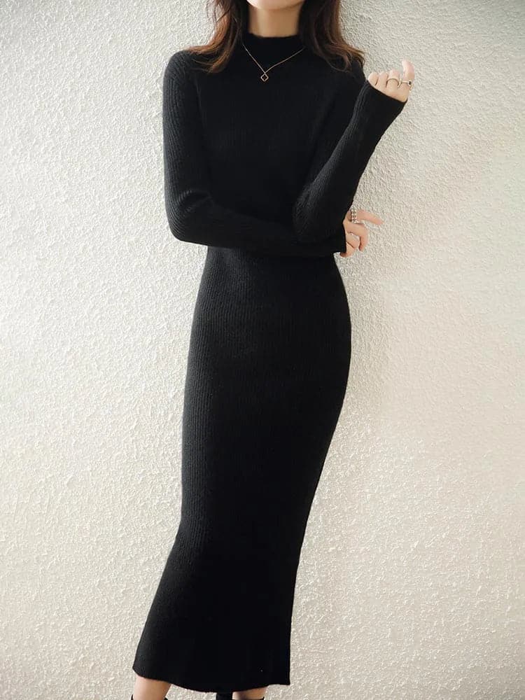 Knitted Wool Sweater Dress - Wandering Woman