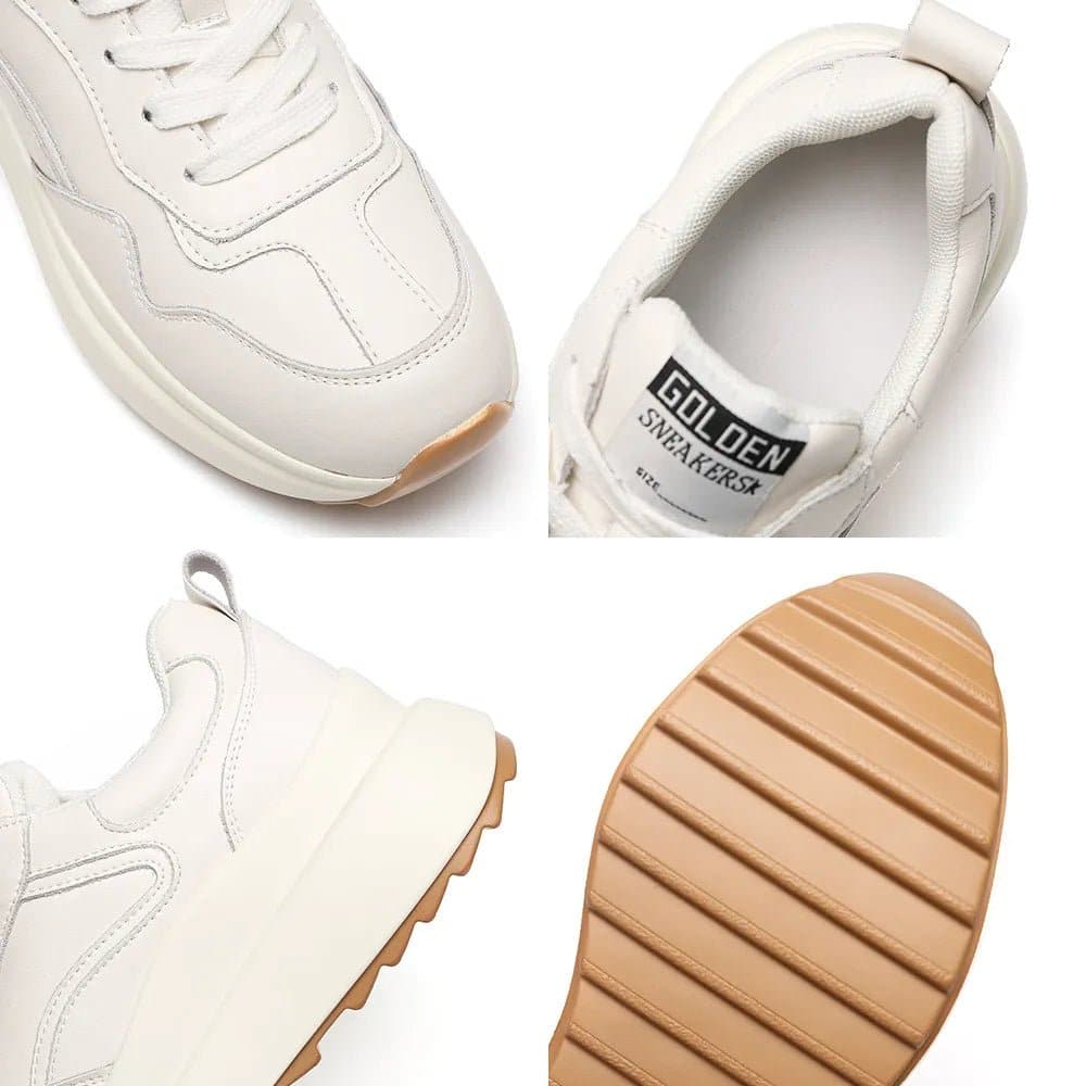 Leather Chunky Platform Sneakers - Wandering Woman