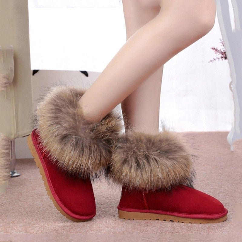 Leather Winter Warm Ankle Boots - Wandering Woman