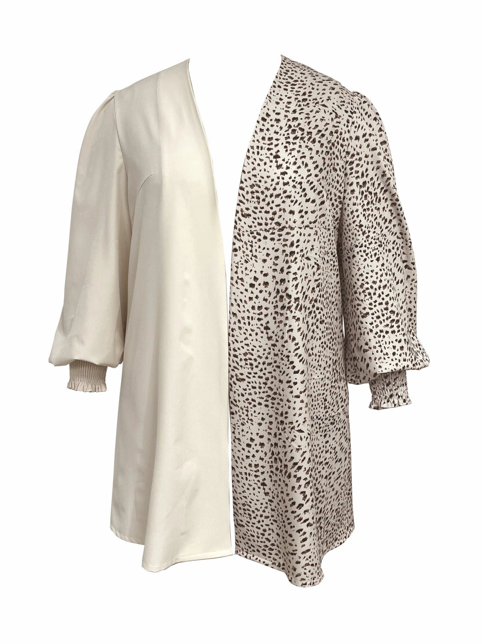 Leopard Print Shirred Coat - Wandering Woman