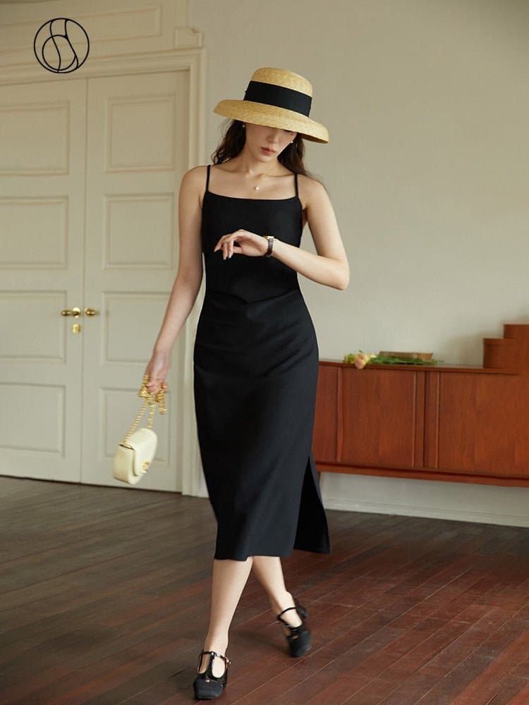 Long Black Slip Dress - Wandering Woman