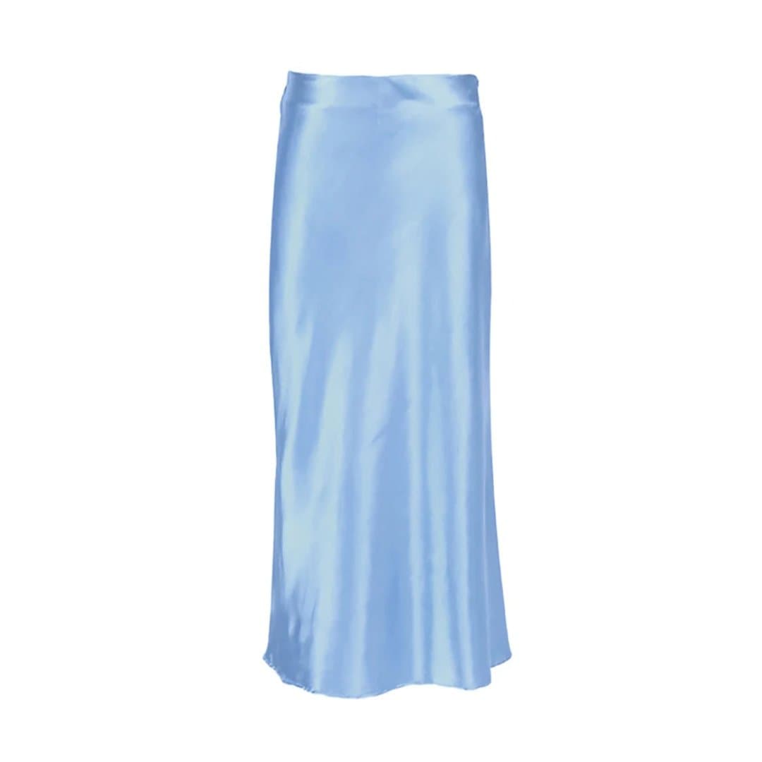 Long Satin Party Skirts with A-Line Silhouette & Zipper Closure - Wandering Woman