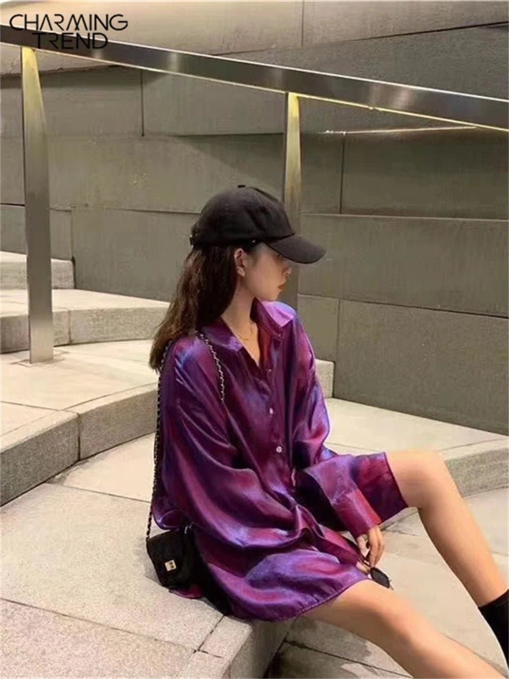 Loose Button Up Blouse - Stylish High Street Women's Long Sleeve Casual Shirt - Wandering Woman