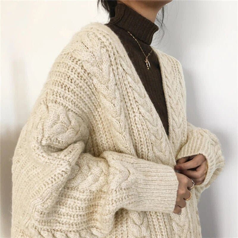 Loose Thickened Knitted Cardigan Coat - Wandering Woman