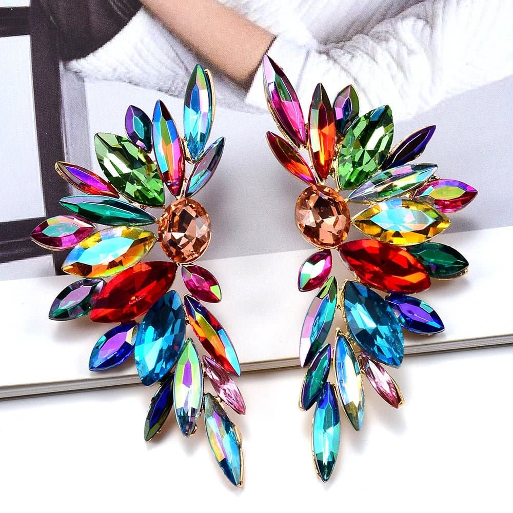 Multicolored Crystal Geometric Drop Earrings - Classic Fashion Jewelry for Women - Wandering Woman