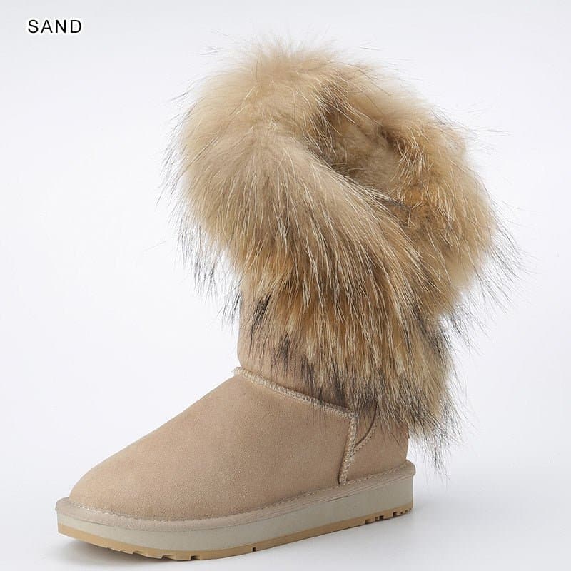 Natural Fox Fur Snow Boots - Wandering Woman