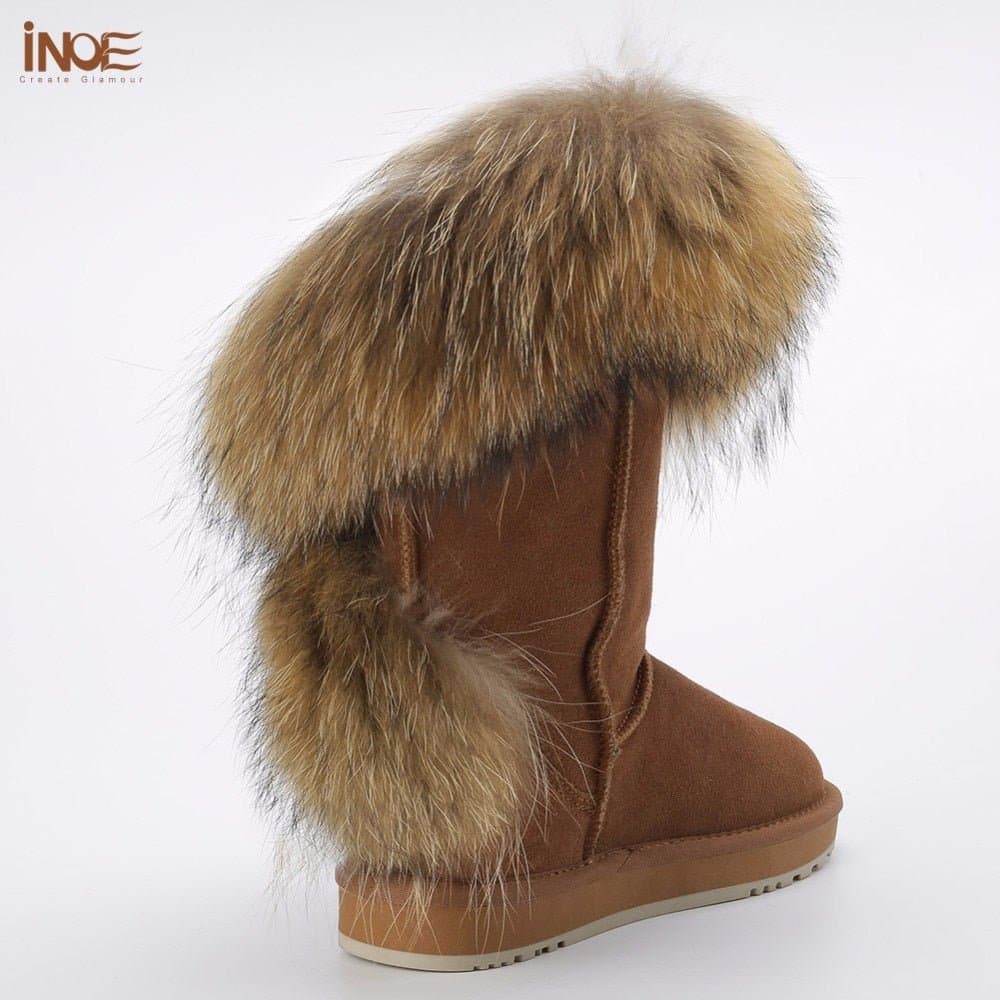 Natural Fox Fur Snow Boots - Wandering Woman