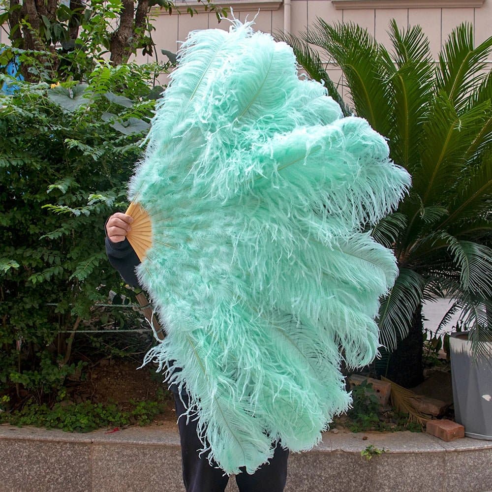 Ostrich Feathers Large Hand Held Fans - 90-130cm Plumas - Wandering Woman