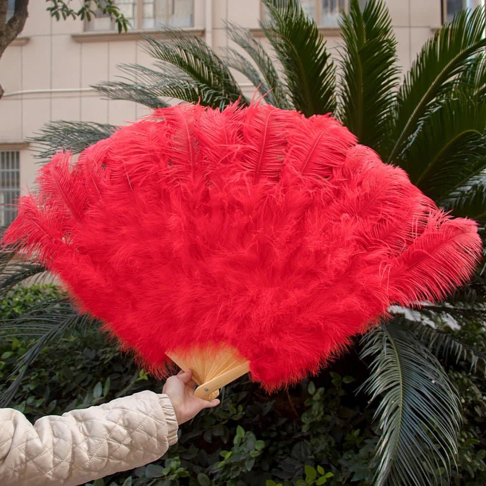 Ostrich Feathers Large Hand Held Fans - 90-130cm Plumas - Wandering Woman