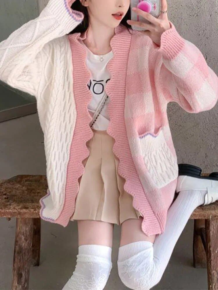 Patchwork Knitted Cardigan - Wandering Woman