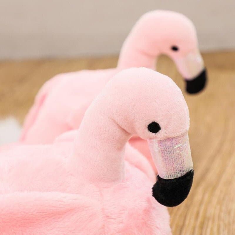Pink Flamingo Fuzzy Slippers - Wandering Woman