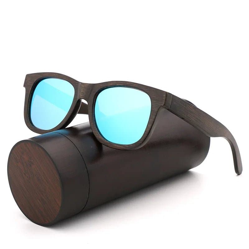 Polarized Wooden Mirror Lens Sunglasses with UV400 Protection - Vintage Style Men's/Women's Square Bamboo Frames - Wandering Woman