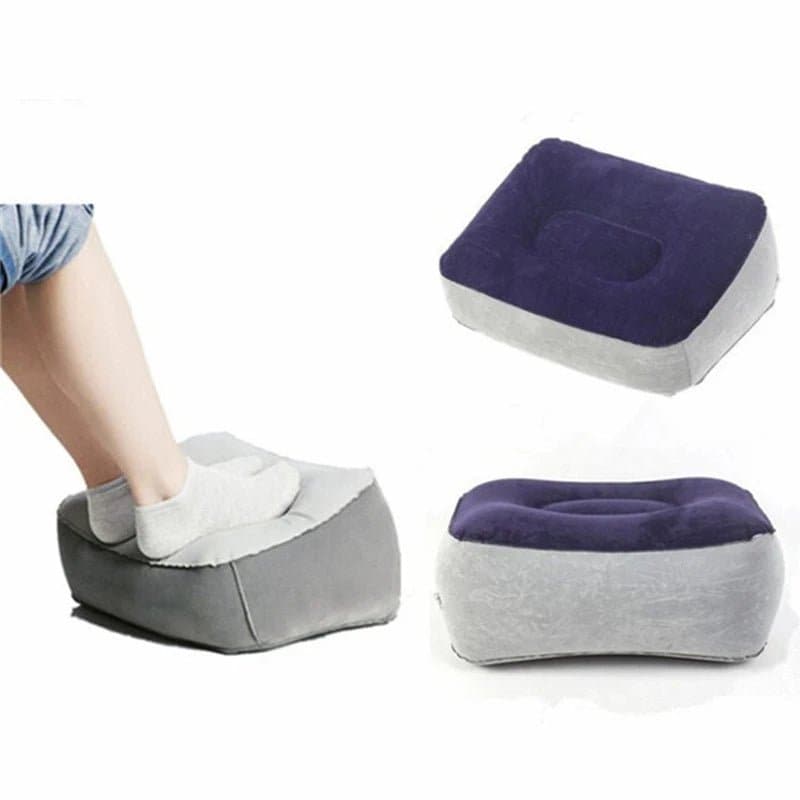 Portable Footrest Pillow - Inflatable Travel Pillow, Grade A PVC Material, Down Filling, Lightweight & Compact Design - Wandering Woman