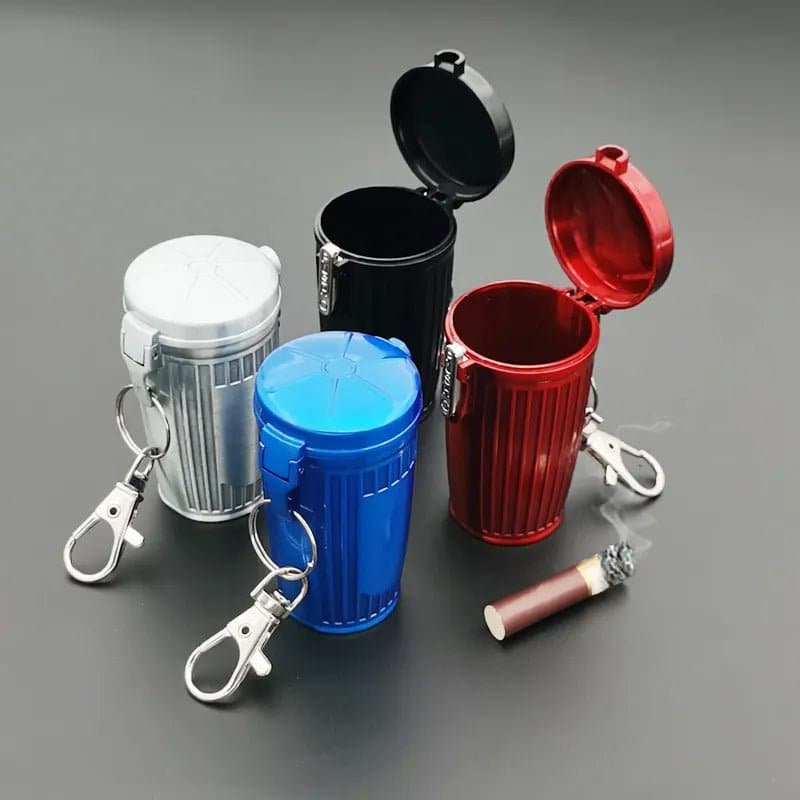 Portable Mini Ashtray with Lid & Keychain - Metal Construction - Ideal for On-the-Go Smokers - Durable and Convenient. - Wandering Woman