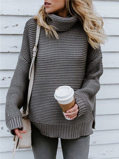 Pullover Thick Knitted Oversized Turtleneck Sweater - Wandering Woman