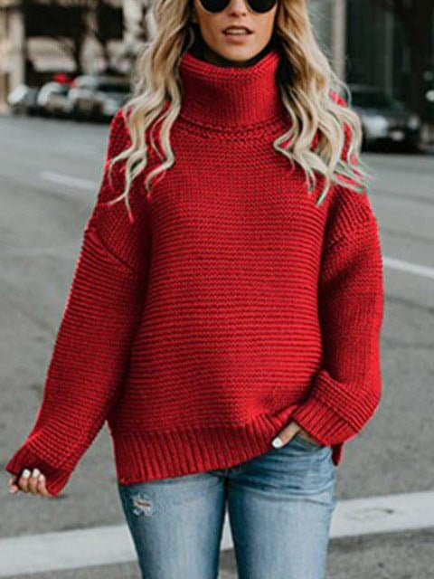 Pullover Thick Knitted Oversized Turtleneck Sweater - Wandering Woman