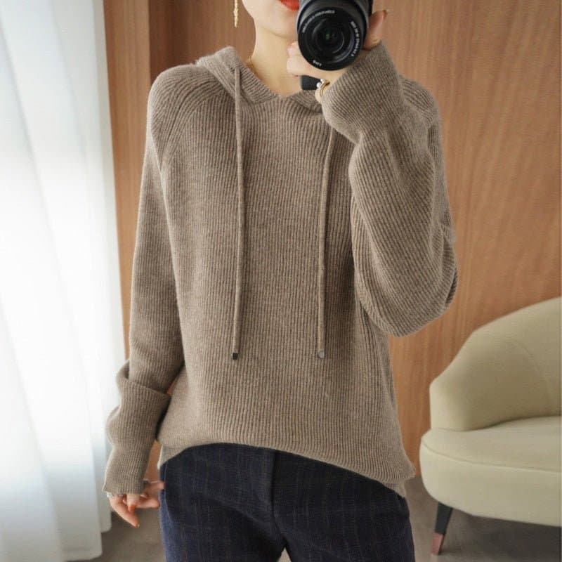Pure Wool Hooded Sweater - Wandering Woman