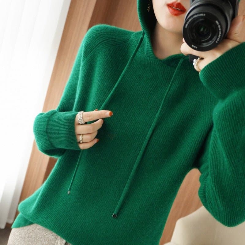 Pure Wool Hooded Sweater - Wandering Woman